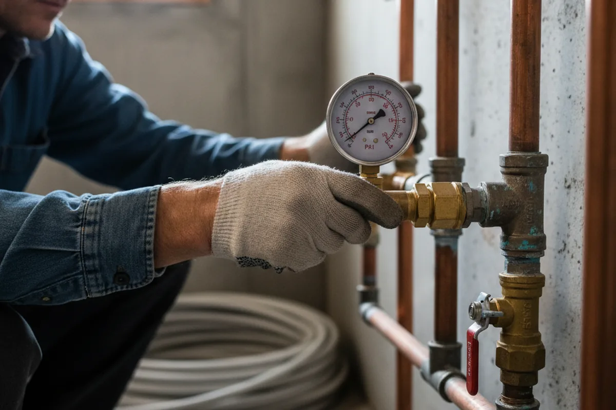 Pressure testing a repaired line during Water Line Repair in North Canton